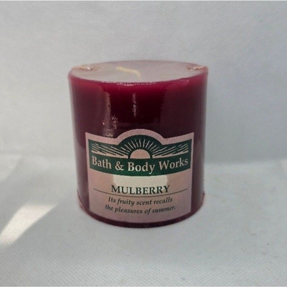 Vintage 90s Bath & Body Works Scented Candle Green Wax Mulberry (NEW)